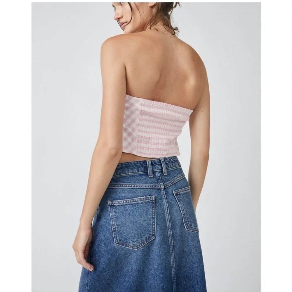 NWOT Free People Leilani Gingham Tube Top